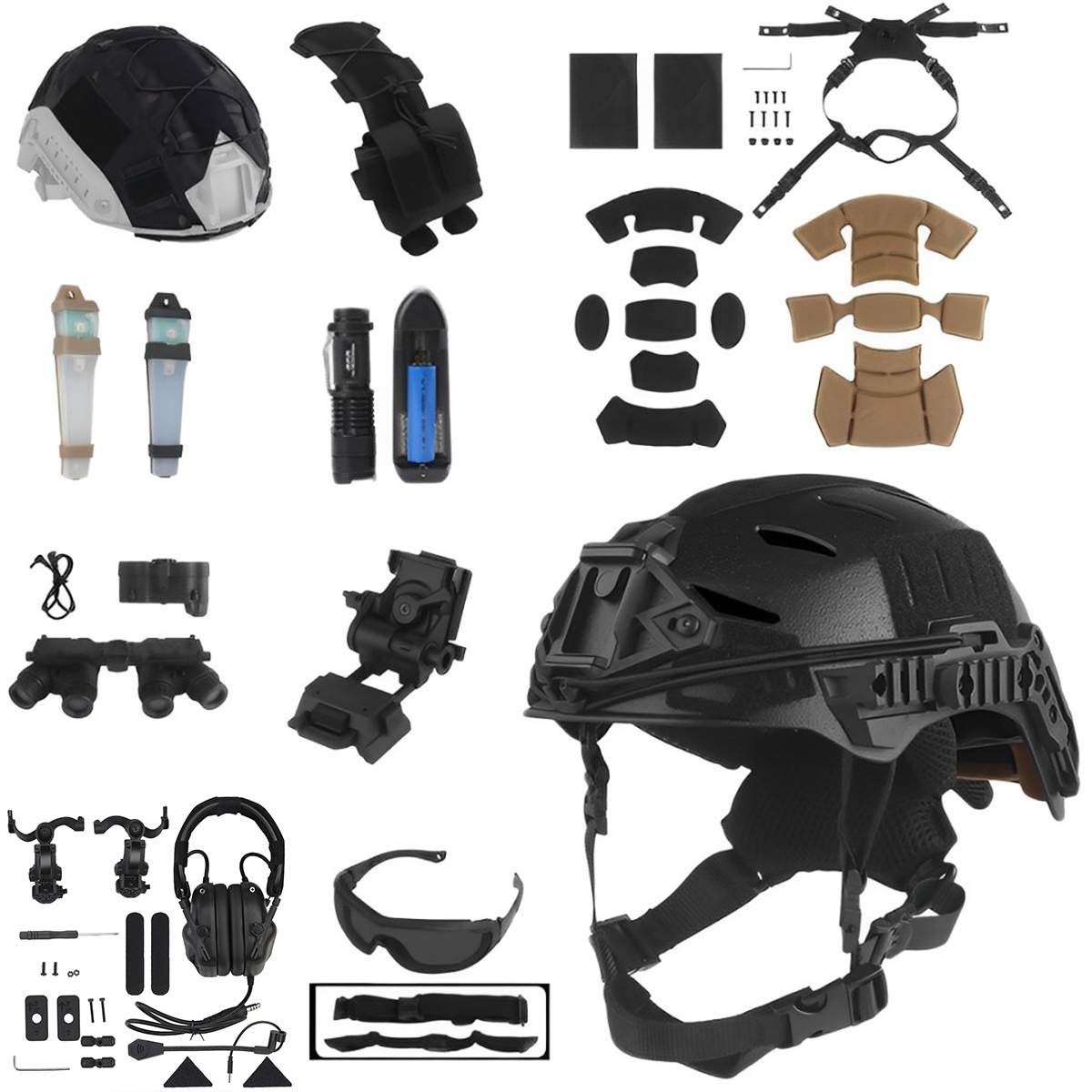 Tactical Helmet Set with Commu - đánh giá và giá Outdoor Hunting Movies